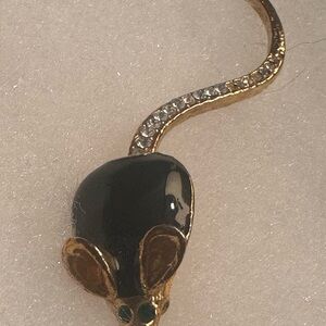 Gold and Black Mouse Brooch